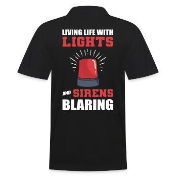 Living Life With Lights & Sirens Paramedic - Männer Poloshirt - Schwarz - Hinten - Kai (181cm)