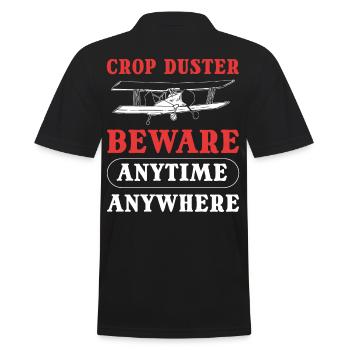 Crop Duster Beware Anytime Anywhere Farting Crop - Men's Polo Shirt - black - Back - Kai (181cm)