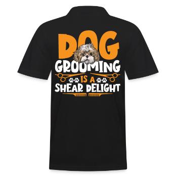 Dog Grooming Is A Shear Delight Pet Grooming Dog - Men's Polo Shirt - black - Back - Kai (181cm)