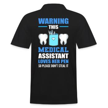 Warning Dental Assistant Loves Her Pen Dentistry - Männer Poloshirt - Schwarz - Hinten - Kai (181cm)