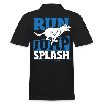 Run Jump Splash Dock Diving Dog Jumping - Männer Poloshirt - Schwarz - Hinten - Kai (181cm)