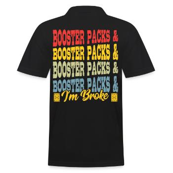 Booster Packs I'm Broke Trading Card Games - Männer Poloshirt - Schwarz - Hinten - Kai (181cm)