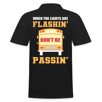 When The Lights Are Flashin' Bus Driver School - Men's Polo Shirt - black - Back - Kai (181cm)
