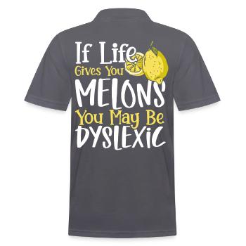 If Life Gives You Melons You May Dyslexic - Männer Poloshirt - Anthrazit - Hinten - Nico (186cm)