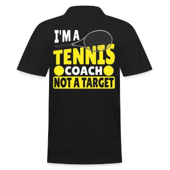I'm A Tennis Coach Not A Target Tennis Player - Männer Poloshirt - Schwarz - Hinten - Kai (181cm)