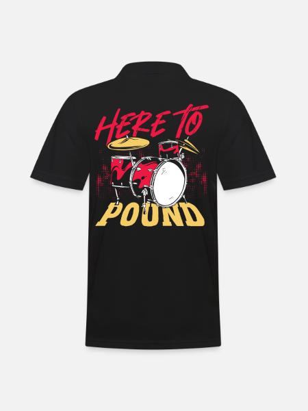 Here To Pound Drummer Percussionist - Men's Polo Shirt - black