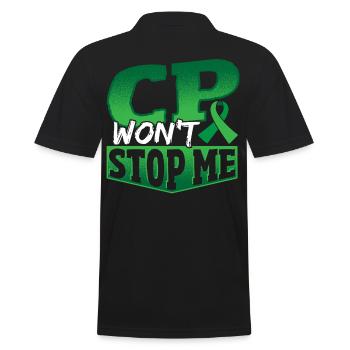 CP Won't Stop Me Cerebral Palsy Warrior Palsy - Men's Polo Shirt - black - Back - Kai (181cm)