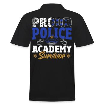 Proud Police Academy Survivor Police Officer Cop - Männer Poloshirt - Schwarz - Hinten - Kai (181cm)