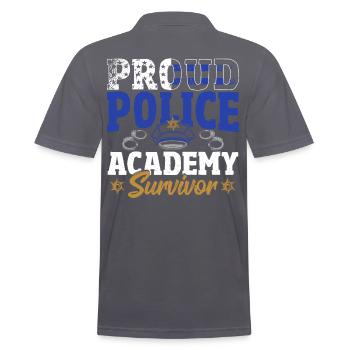 Proud Police Academy Survivor Police Officer Cop - Men's Polo Shirt - charcoal grey - Back - Nico (186cm)