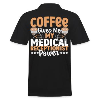 Le café me donne le pouvoir de réceptionniste médical - Polo Homme - noir - Dos - Kai (181cm)
