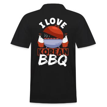 I Love Korean BBQ Traditional Asian Cuisine - Men's Polo Shirt - black - Back - Kai (181cm)