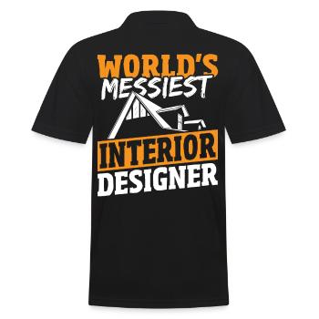 World's Messiest Interior Designer Interior Design - Men's Polo Shirt - black - Back - Kai (181cm)