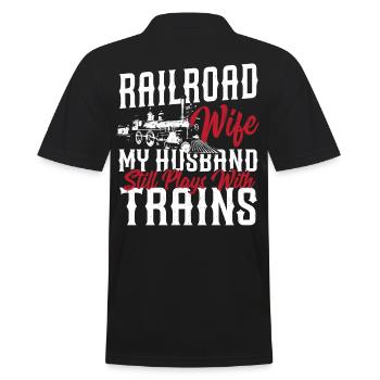 Railroad Wife My Husband Still Plays With Trains - Männer Poloshirt - Schwarz - Hinten - Kai (181cm)