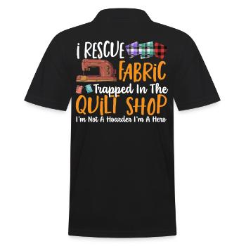 I Rescue Fabric Trapped In The Quilt Shop - Men's Polo Shirt - black - Back - Kai (181cm)