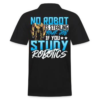 No Robot Is Stealing Your Job If You Study - Men's Polo Shirt - black - Back - Kai (181cm)