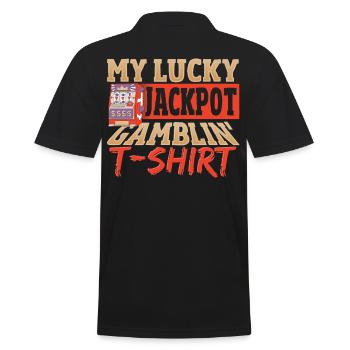 My Lucky Jackpot Gamblin' T-Shirt Lucky Slot - Männer Poloshirt - Schwarz - Hinten - Kai (181cm)