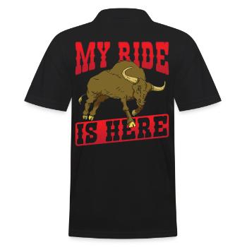 My Ride Is Here Rodeo Bullriding - Männer Poloshirt - Schwarz - Hinten - Kai (181cm)
