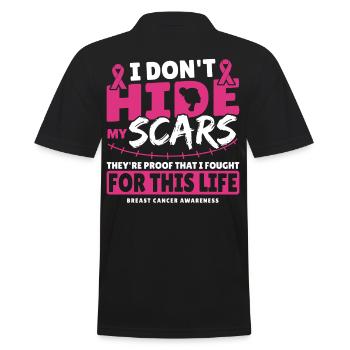 I Don't Hide My Scars Breast Cancer Awareness - Männer Poloshirt - Schwarz - Hinten - Kai (181cm)