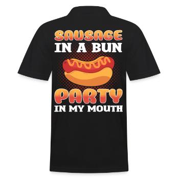 Sausage in a Bun, Party in My Mouth Hot Dog - Männer Poloshirt - Schwarz - Hinten - Kai (181cm)