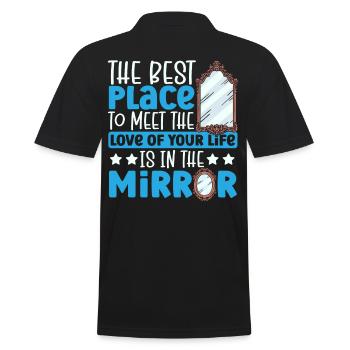 Meet Love Of Your Life In Mirror Happy Singles - Männer Poloshirt - Schwarz - Hinten - Kai (181cm)