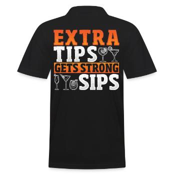 Extra Tips Gets Strong Sips Bartender Barkeeper - Men's Polo Shirt - black - Back - Kai (181cm)