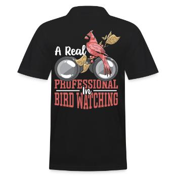 A Real Professional In Bird Watching Bird Watcher - Men's Polo Shirt - black - Back - Kai (181cm)