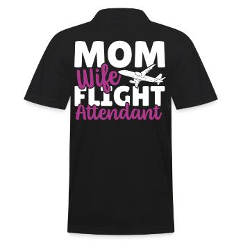 Flugbegleiter Flugbegleiterin Luftfahrt Fliegen - Männer Poloshirt - Schwarz - Hinten - Kai (181cm)