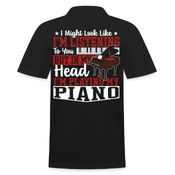 In My Head I’m Playing My Piano Piano Player - Men's Polo Shirt - black - Back - Kai (181cm)