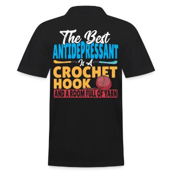 Best AntiDepressant Is A Crochet Hook And Yarn - Männer Poloshirt - Schwarz - Hinten - Kai (181cm)