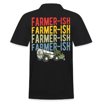 Farmer-ish Farming Agriculture Cowboy - Men's Polo Shirt - black - Back - Kai (181cm)