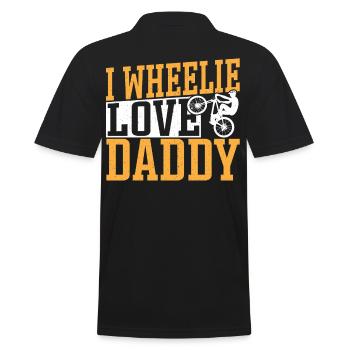 I Wheelie Love Daddy Bicycling Bike - Men's Polo Shirt - black - Back - Kai (181cm)
