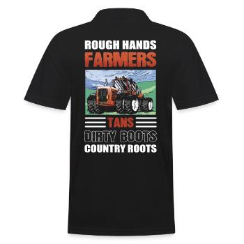 Rough Hands Farmers Tans Dirty Boots Country - Men's Polo Shirt - black - Back - Kai (181cm)