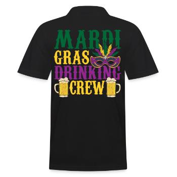 Mardi Gras Drinking Crew Carnival Beads Mask - Männer Poloshirt - Schwarz - Hinten - Kai (181cm)