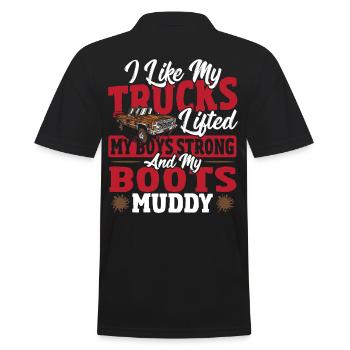 I Like My Trucks Lifted My Boys Strong Lifted - Men's Polo Shirt - black - Back - Kai (181cm)