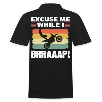 Excuse Me While I Brraaap! Motocross Dirt Bike - Männer Poloshirt - Schwarz - Hinten - Kai (181cm)
