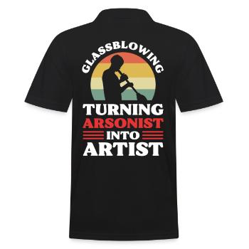 Glassblowing Turning Arsonist Into Artist Glass - Men's Polo Shirt - black - Back - Kai (181cm)