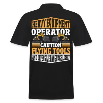 Heavy Equipment Operator Flying Tools & Offensive - Men's Polo Shirt - black - Back - Kai (181cm)