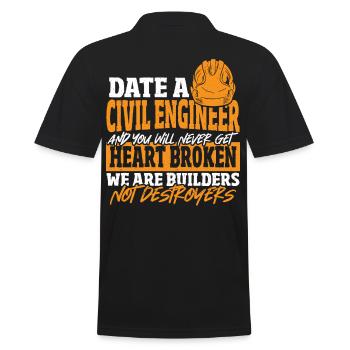 Date Civil Engineer Never Get Heart Broken Civil - Men's Polo Shirt - black - Back - Kai (181cm)