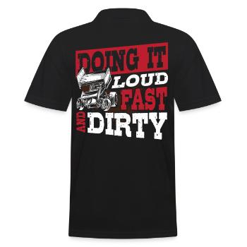Doing It Loud Fast And Dirty Dirt Track Racing - Männer Poloshirt - Schwarz - Hinten - Kai (181cm)