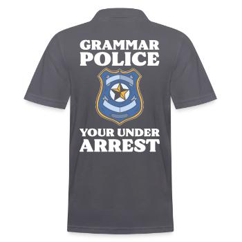 Grammer Police Your Under Arrest Funny Sarcastic - Men's Polo Shirt - charcoal grey - Back - Nico (186cm)