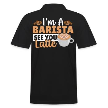 Barista Kaffee Espresso Koffein Coffee - Männer Poloshirt - Schwarz - Hinten - Kai (181cm)