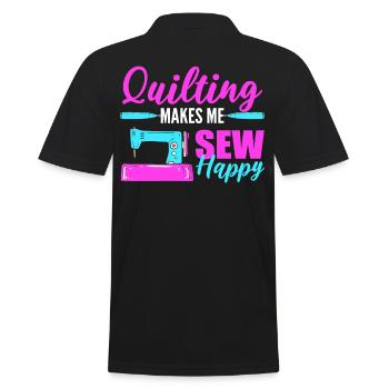 Quilting Makes Me Sew Happy Quilter Sewer Sewing - Men's Polo Shirt - black - Back - Kai (181cm)