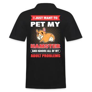 I Just Want To Pet My Hamster Adult Problems - Men's Polo Shirt - black - Back - Kai (181cm)