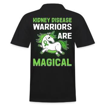 Kidney Disease Warriors Are Magical Kidney Green - Men's Polo Shirt - black - Back - Kai (181cm)