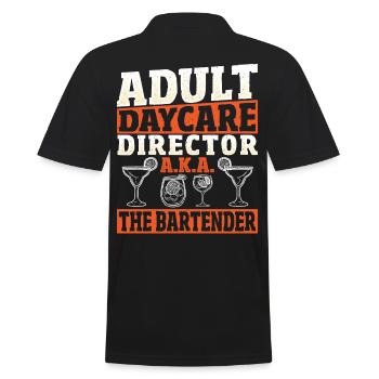 Adult Daycare Director A.K.A. The Bartender - Men's Polo Shirt - black - Back - Kai (181cm)