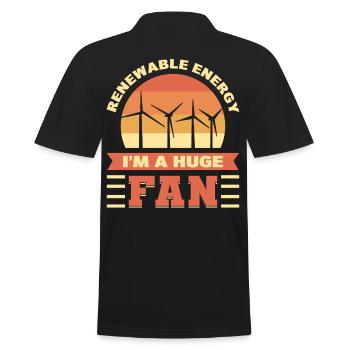 Erneuerbare Energie Big Fan Pro-Klima Erneuerbar - Männer Poloshirt - Schwarz - Hinten - Kai (181cm)