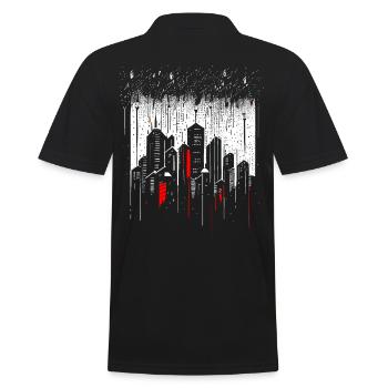 Minimalist metropolis skyscraper in the rain - Men's Polo Shirt - black - Back - Kai (181cm)