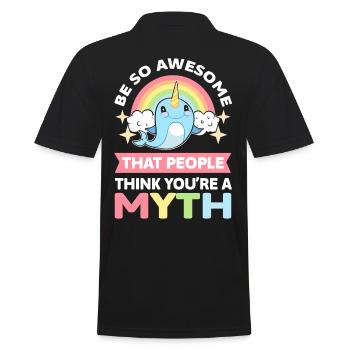 Be So Awesome That People Think You're A Myth - Männer Poloshirt - Schwarz - Hinten - Kai (181cm)
