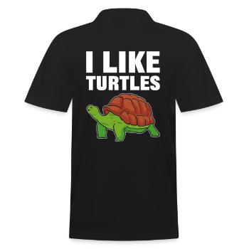 I like Turtles Sea Turtle - Männer Poloshirt - Schwarz - Hinten - Kai (181cm)
