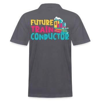 Railroad Lover Future Train Conductor - Men's Polo Shirt - charcoal grey - Back - Nico (186cm)